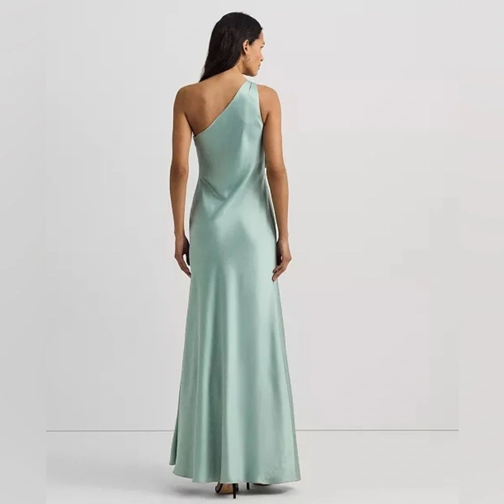 NWT Lauren Ralph Lauren Satin Charmeuse One-Shoulder Gown size 4 - Picture 3 of 5